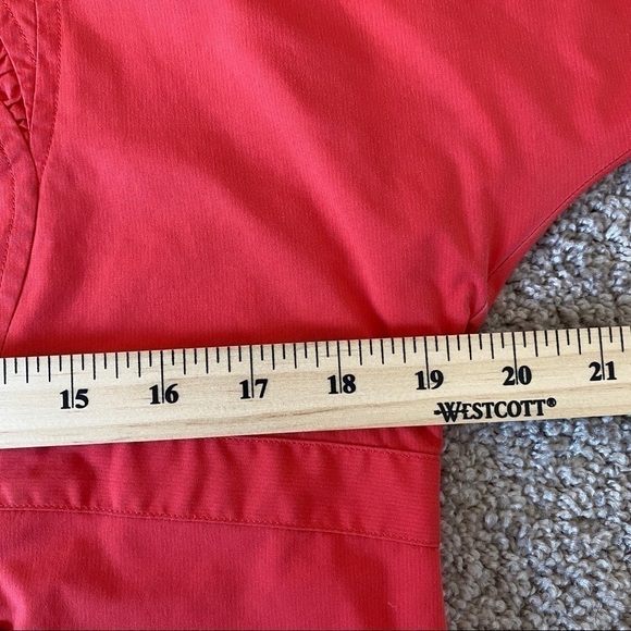 lululemon Red Orange Light Hooded Jacket Size 8 Ruffle Trim Thumb Holes - Picture 12 of 12
